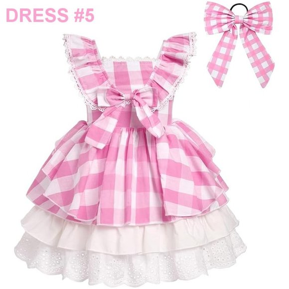 NWT Adorable Barbie Costume Movie Pink Gingham Plaid Baby Romper & Girls… - Picture 13 of 16